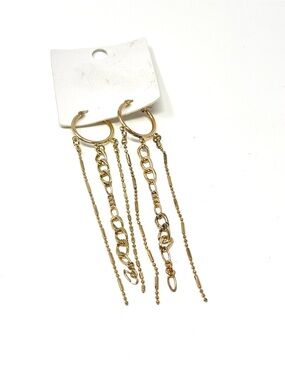 New Free People Hoop Chain Linear Earrings